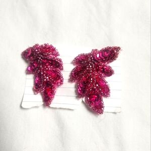 Vintage Gantos pink sequence beaded Post earrings 2”x 1.75”